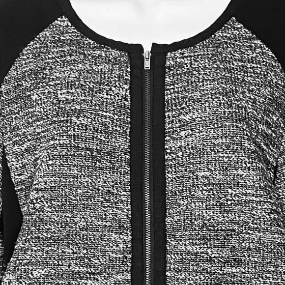 Eileen Fisher System Black & White Tweed Moto-Style Jacket. Size M. - Picture 9 of 12
